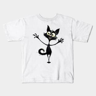 Skinny little cat saying hello Kids T-Shirt